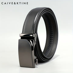 Caivektine Men's Cowhide Belt Business Pants Zinc Alloy Casual Automatic Buckle