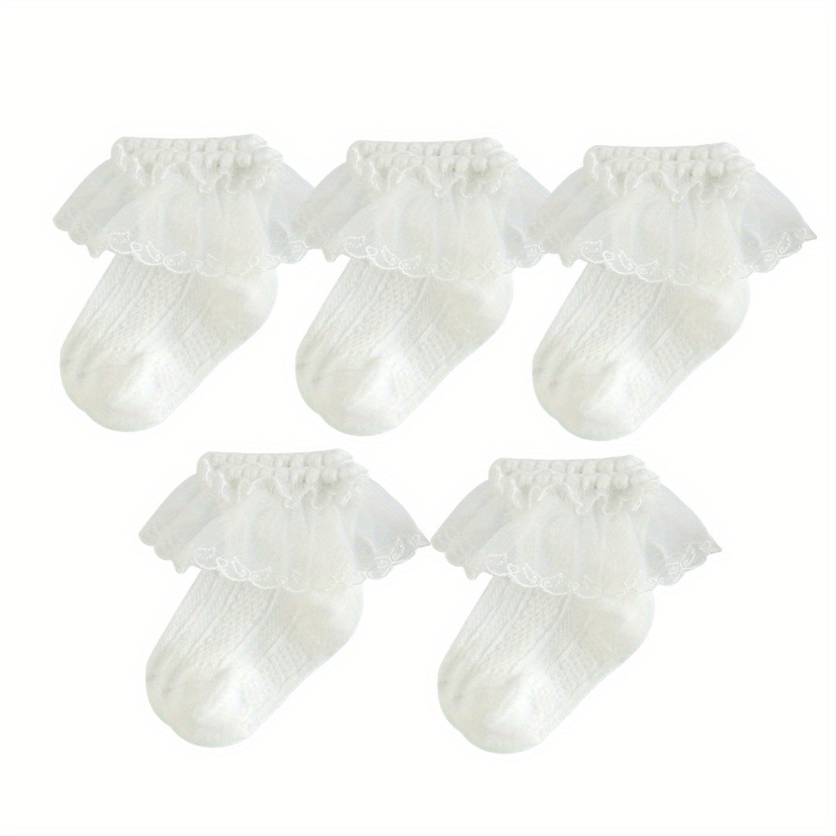 Girls Lace Trim Ankle Socks Mesh Comfortable Princess Socks for Kids