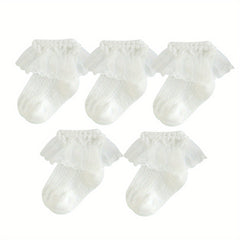 Girls Lace Trim Ankle Socks Mesh Comfortable Princess Socks for Kids