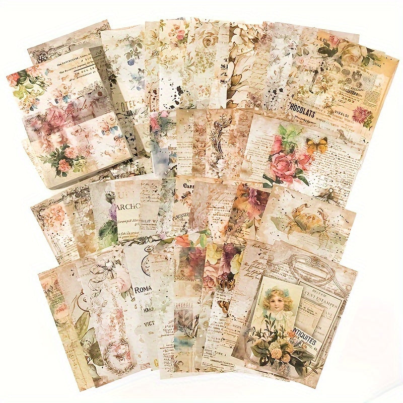 100 Vintage Floral Fern Stickers Scrapbook Junk Journal DIY Craft Album