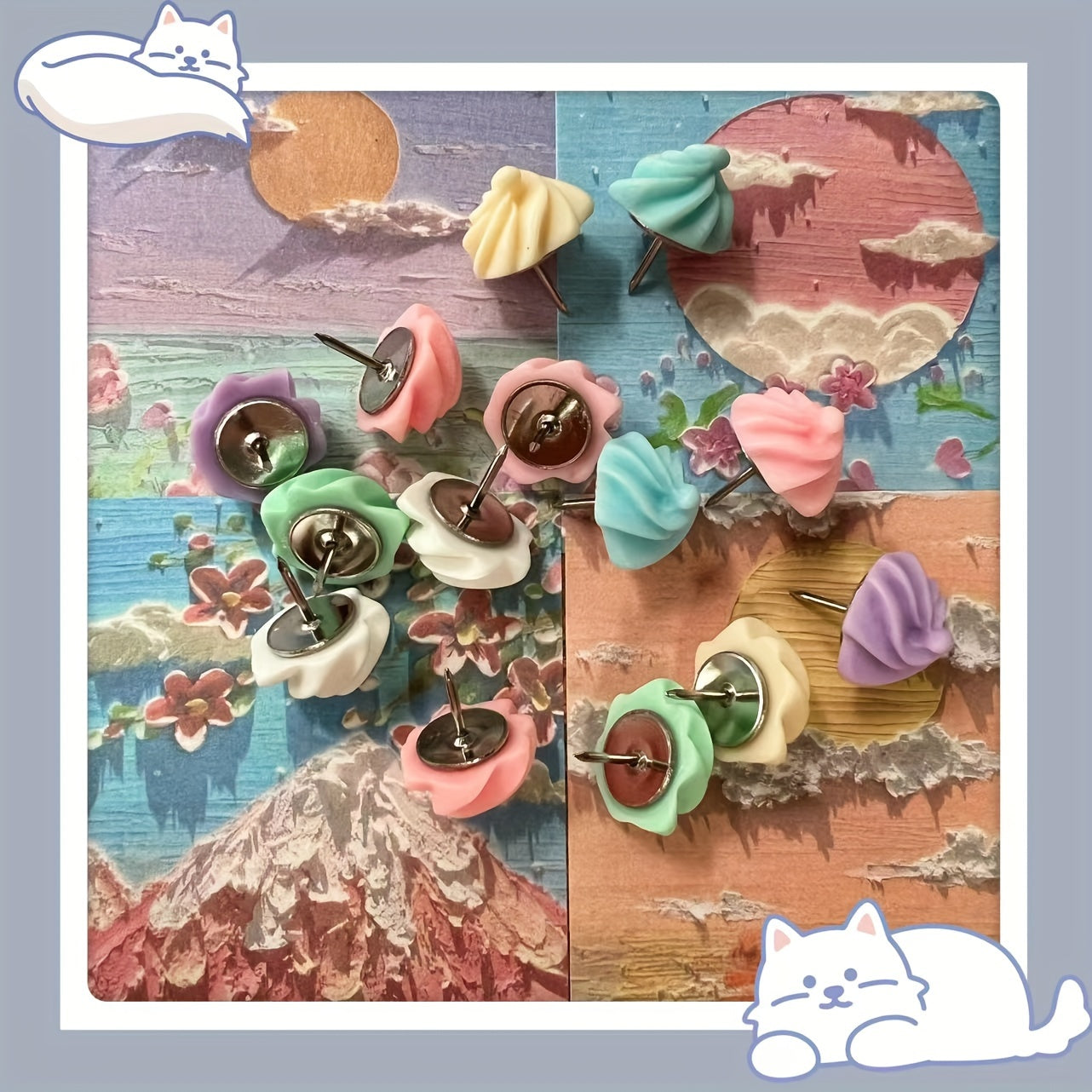 14pcs Simulation Ice Cream Protein Sugar Thumbtack for Office and School