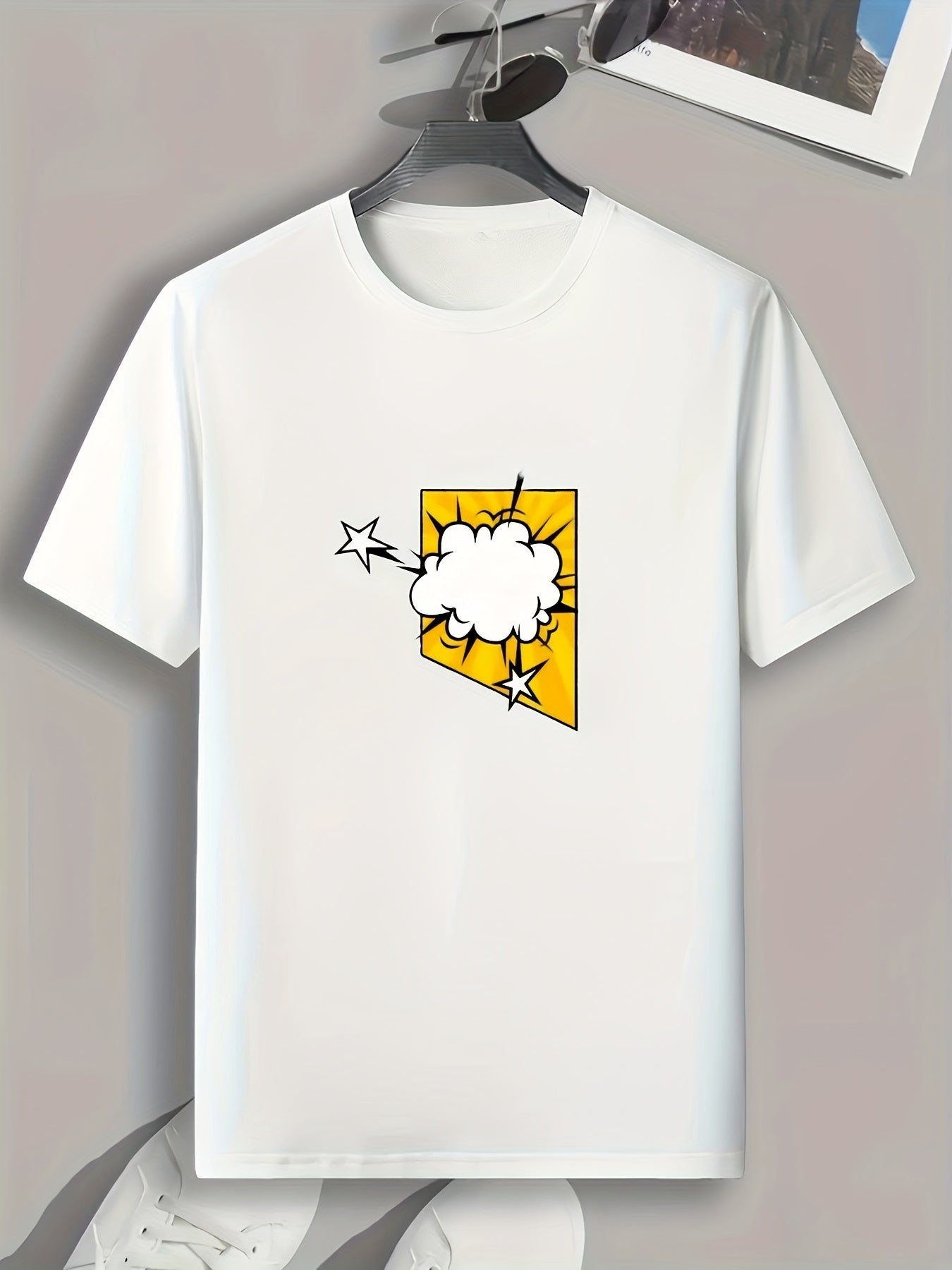 Explosion Pattern Print Men's Comfy Sports T shirt Graphic Tee