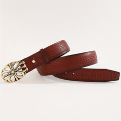 Men's Flowers Pattern Buckle Belt Casual Business Decorative Accessories