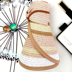 Wide Brim Visor Hat Striped Straw Sun Hat UV Protection Beach Hats