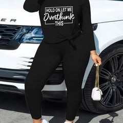 Women's Halloween Two Piece Set - Slogan Print Top & Leggings