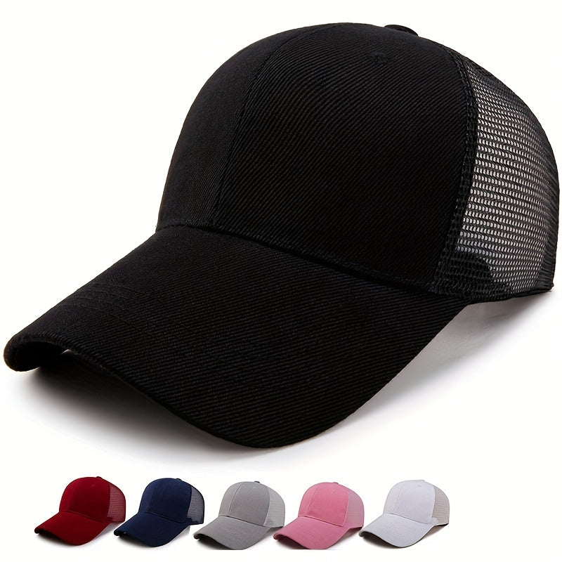 Solid Mesh Baseball Caps For Men Women Ponytail Cotton Snapback Cap Unisex Summe
