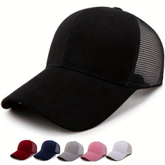Solid Mesh Baseball Caps For Men Women Ponytail Cotton Snapback Cap Unisex Summe