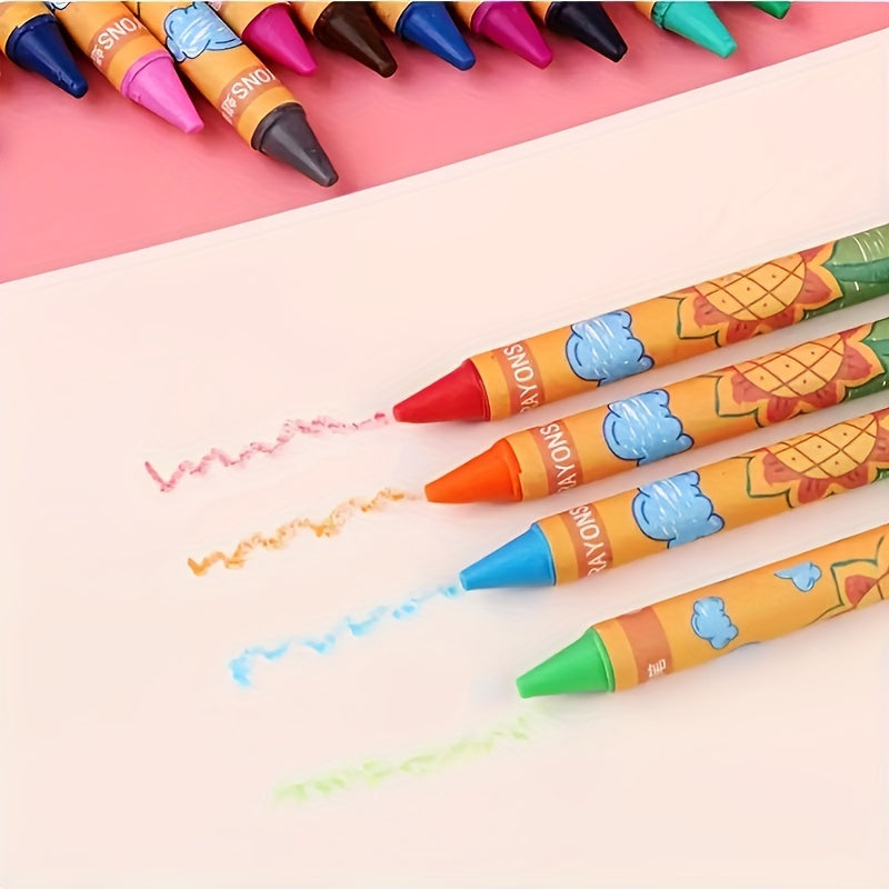 24 Eco-Friendly Student Crayons Set Creative Cartoon Painting Art Supplies