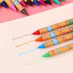 24 Eco-Friendly Student Crayons Set Creative Cartoon Painting Art Supplies