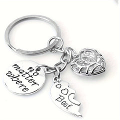 2pcs Heart Keychain Stainless Steel Bag Backpack Pendant Gift