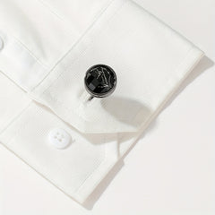 Retro Inlaid Marble Round Cufflinks Closure Unisex Buckle