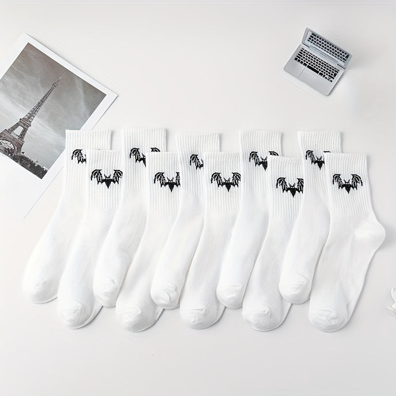 10 Pairs Bat Pattern Socks Women's Stockings