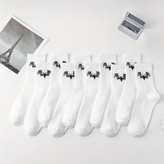 10 Pairs Bat Pattern Socks Women's Stockings