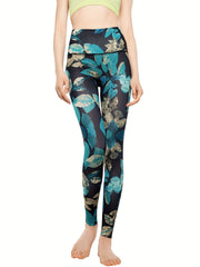 Leaf Printed Yoga Leggings for Women