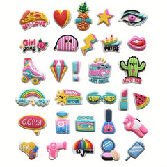 30pcs Cactus Pattern Shoe Charms For Clogs Jibts Bubble Slides Sandals