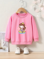 OERYUI Princess Print Crew Neck Pullover Top Kids Clothes Spring