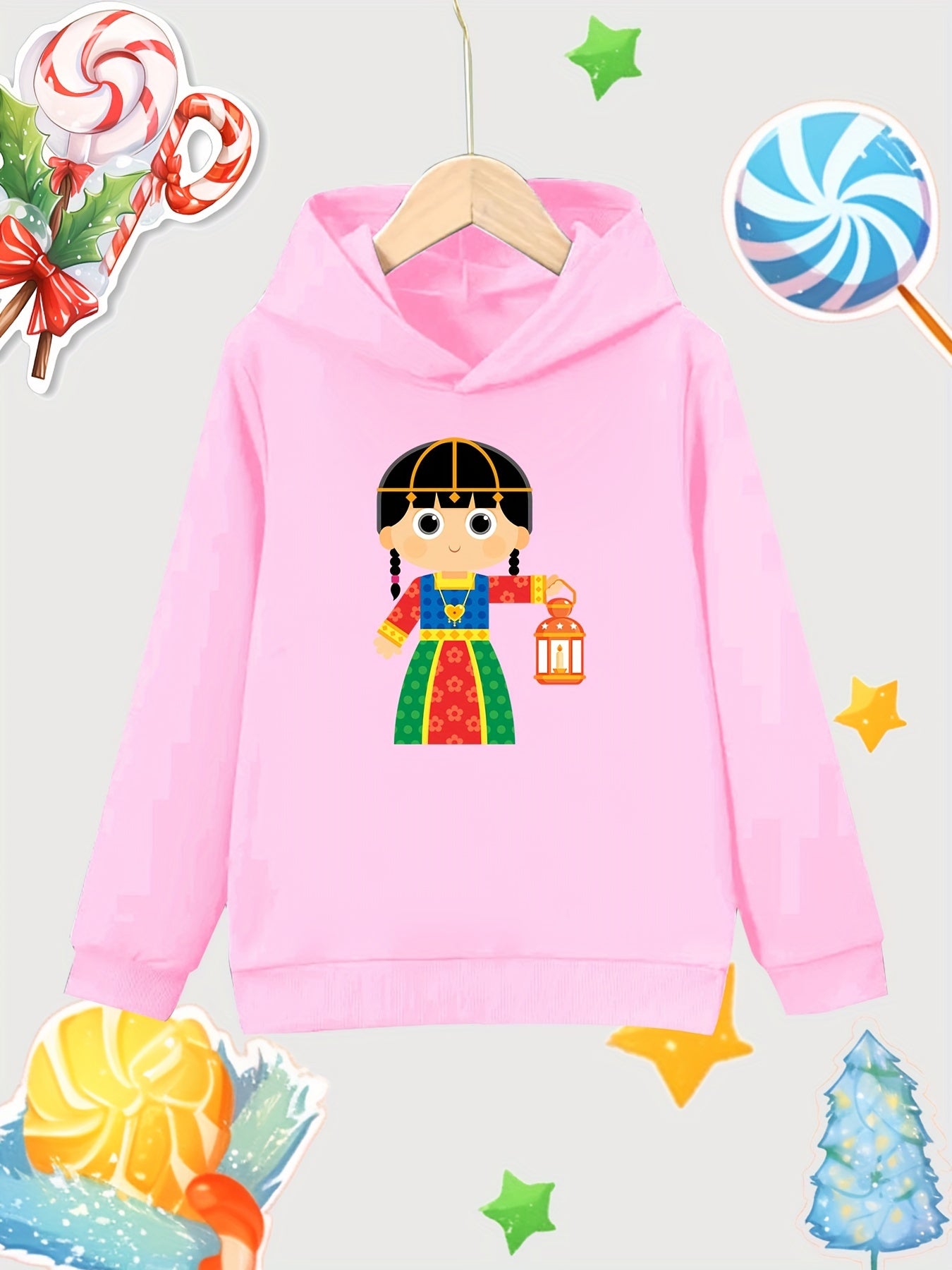 Girl Lantern Print Pullover Hoodie
