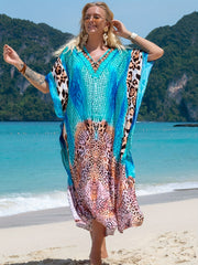 Boho Plus Allover Print Batwing Sleeve Cover Up Dress