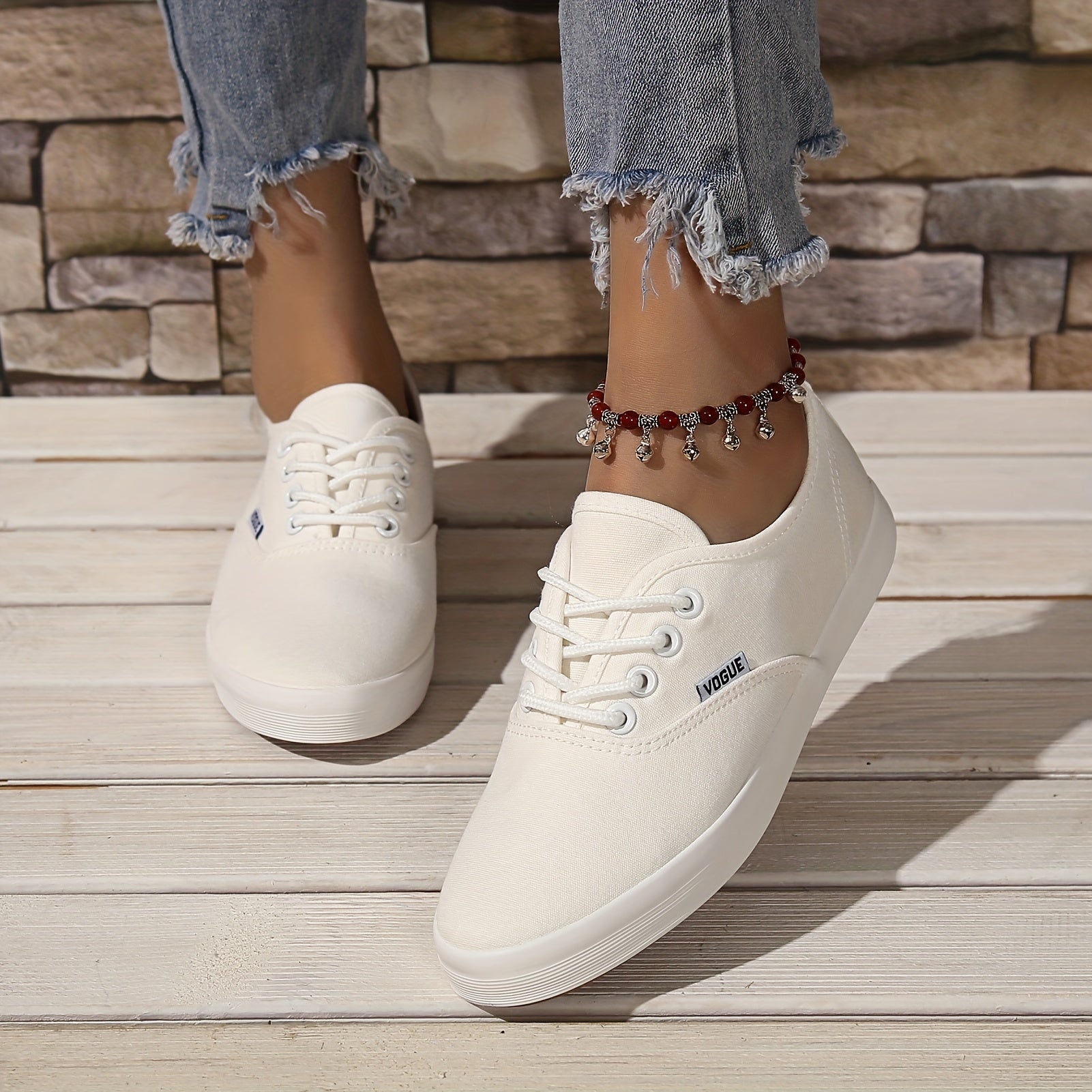 Women's Canvas Sneakers Lace Up Low Top Walking Shoes