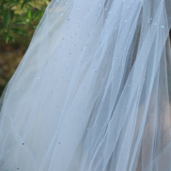 Bridal Veil Rhinestone Long Mesh Veil Hair Accessory