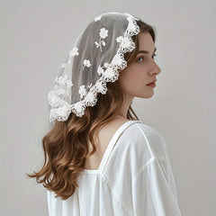 Women's Floral Headscarf Veil Wedding Party Hair Accessory