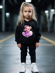 OERYUI Bear Dancer Print Hoodies Pants Set - Spring Fall Sports Gift