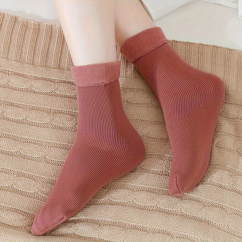 Plush Lined Socks Cozy & Warm Mid Tube Women's Stockings Hosiery