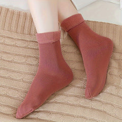 Plush Lined Socks Cozy & Warm Mid Tube Women's Stockings Hosiery