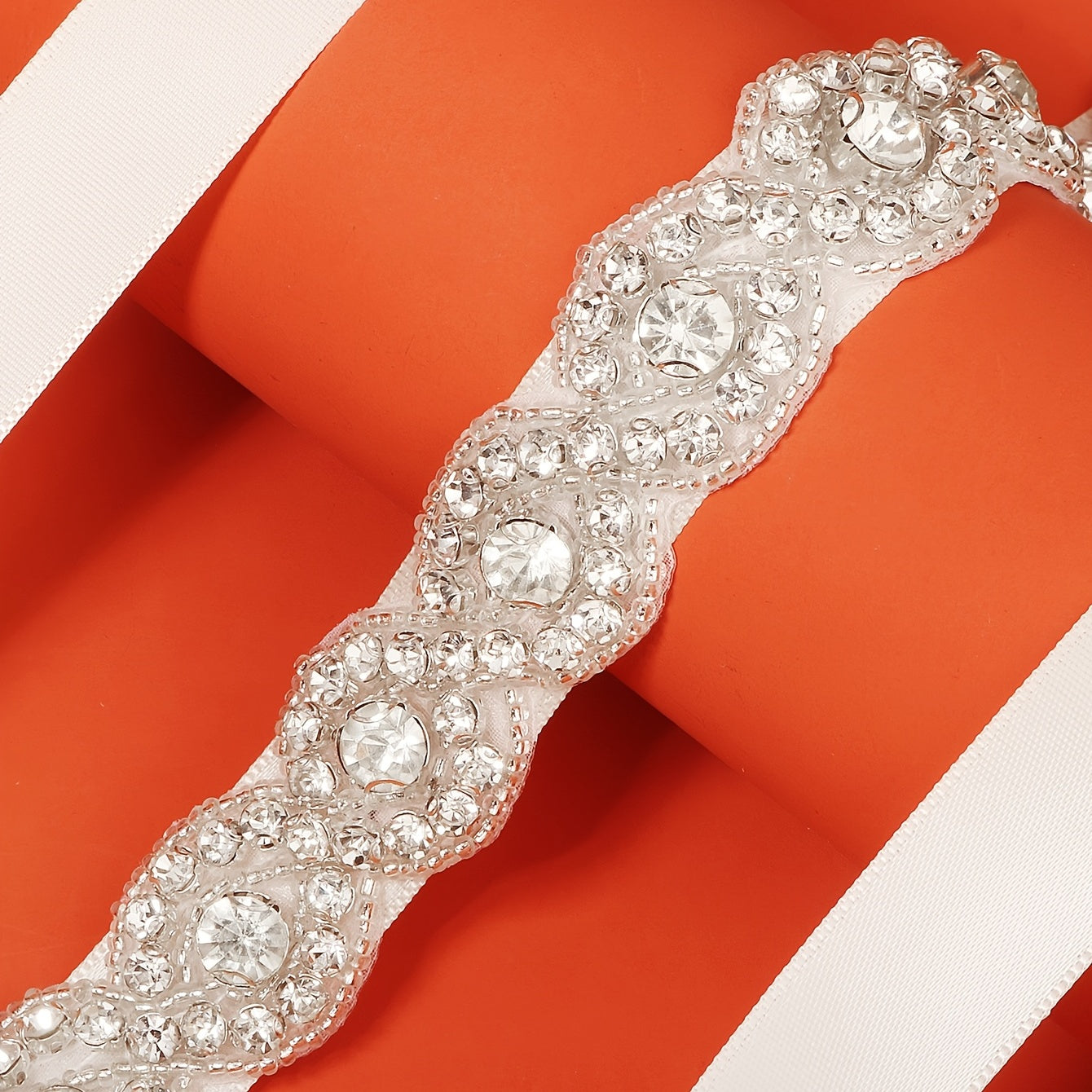 Hand-Stitched Rhinestone Girdle Bridal Belt for Wedding Dress