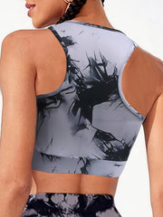 Plus Size Tie Dye Wireless Racer Back Sporty Bra
