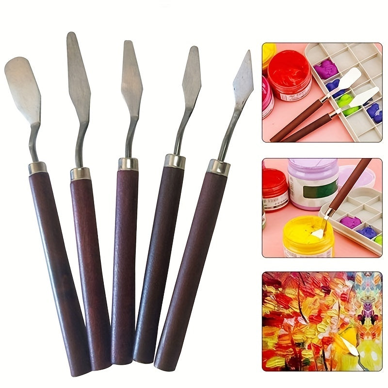 5pcs Stainless Steel Painting Palette Set for Thick Painting Spatula