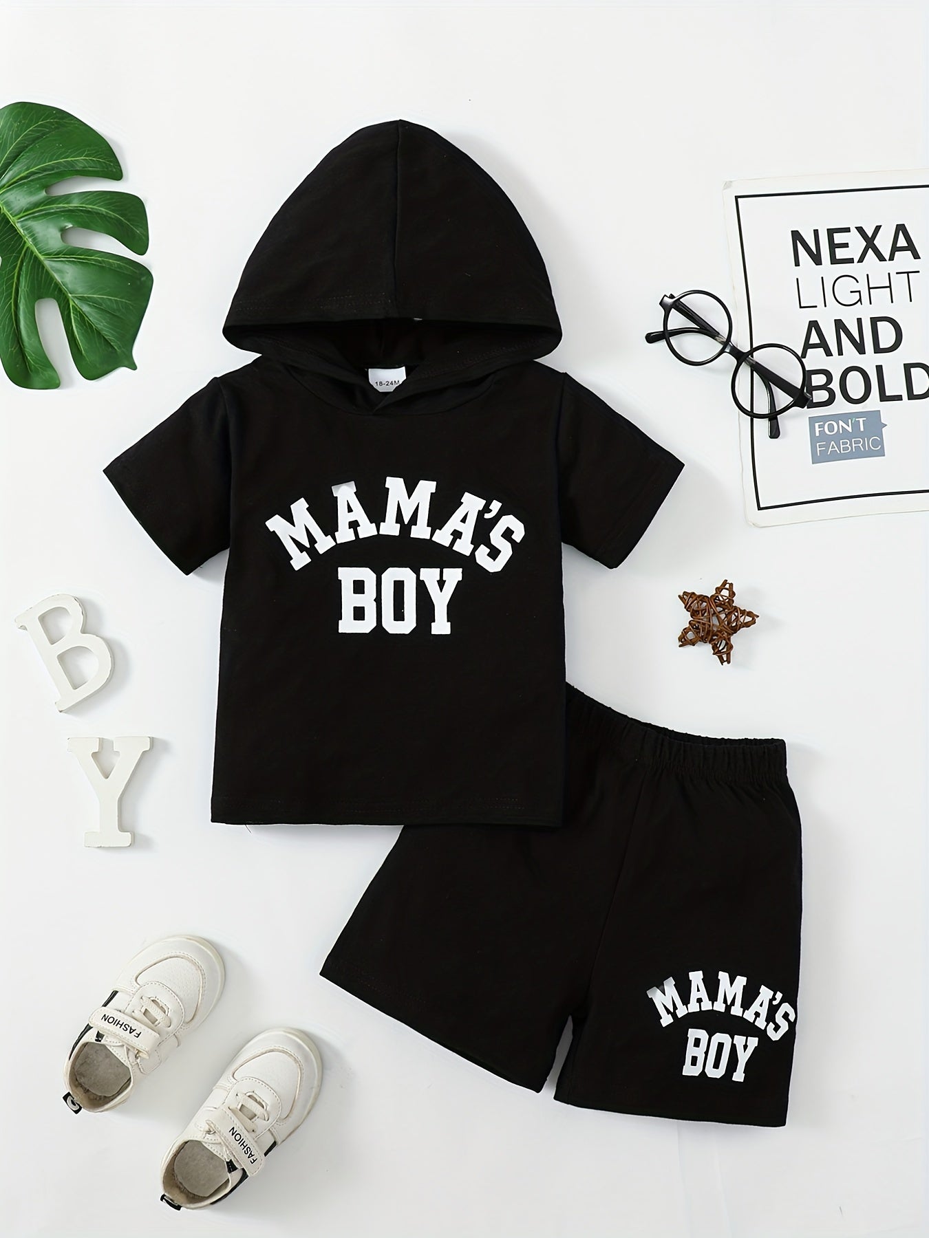 2pc Boys Teen Casual Mama' Boy Hooded T shirt & Shorts Set