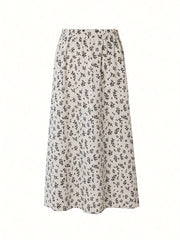 Floral Print Elastic Waist Skirt for Spring & Summer