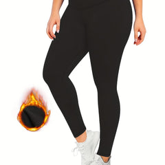 Sporty Leggings Women's Plus Solid High Rise High Stretch Skinny