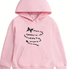Girls Butterfly Print Hooded Sweatshirt Top Long Sleeve Hoodie Pullovers