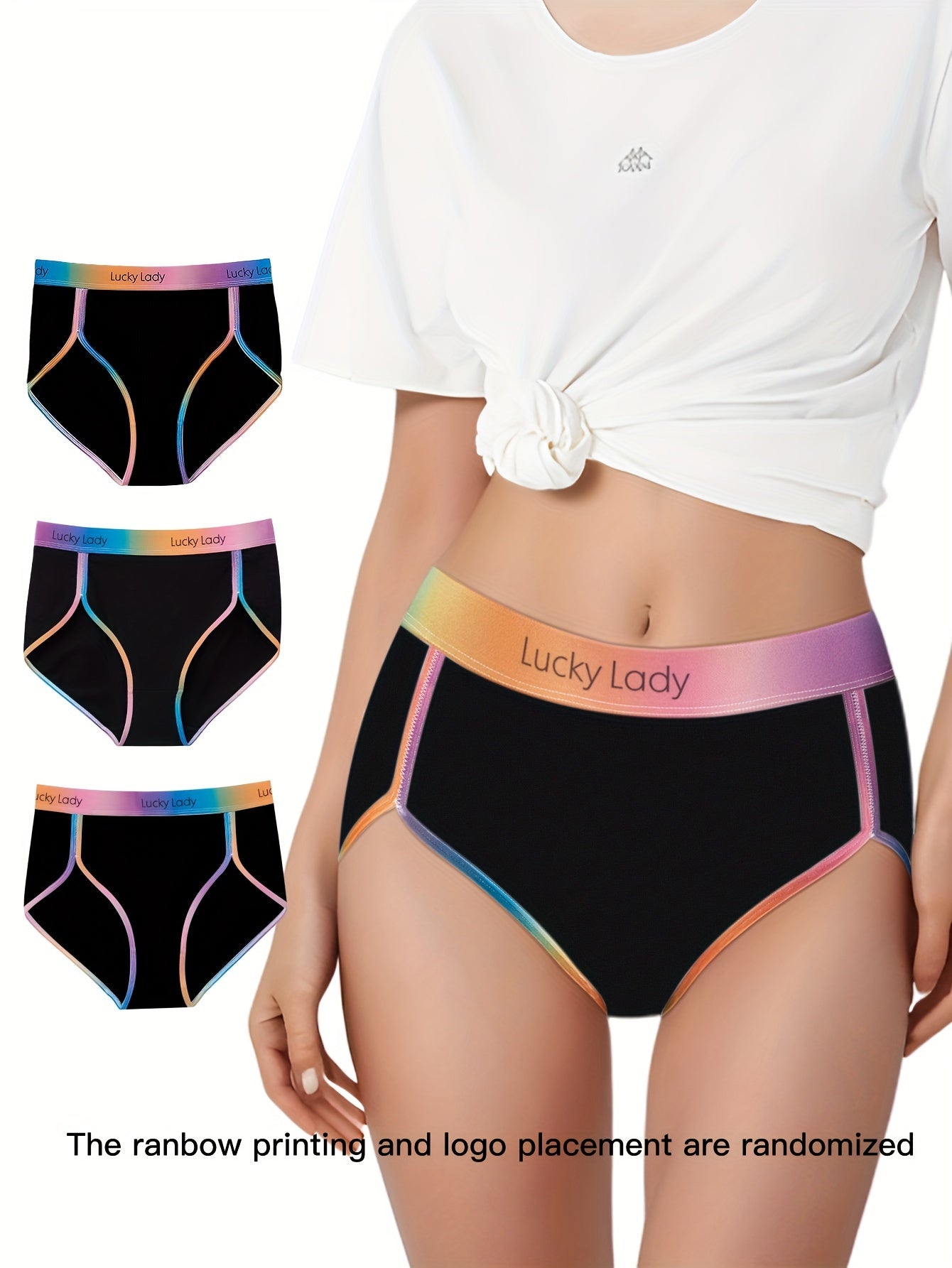 3pcs Letter Print Colorblock Panties Women's Lingerie