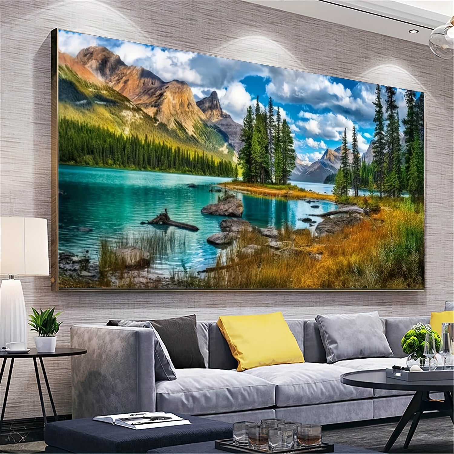 DIY Large Mountain Lake Full Round Drill Crystal Rhinestone Embroidery
