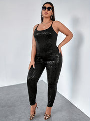 Leopard Cami Jumpsuit Women's Scoop Neck Stretch Skinny