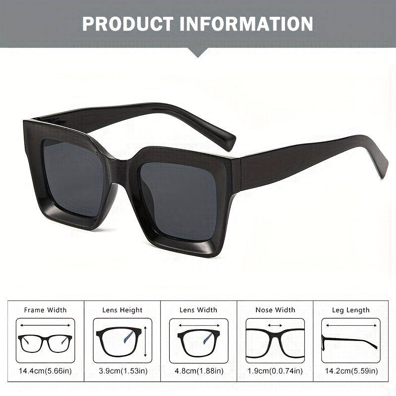Men's Large Square Frame PC Sunglasses with Anti-pressure Paper Box