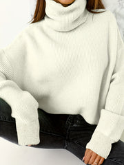 Casual Sweater Women's Plus Solid Long Sleeve Turtle Neck
