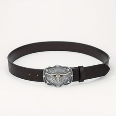 Vintage Western Cowboy Head Men's Belt PU Leather