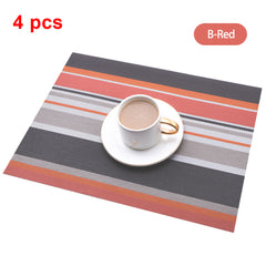 Set of 4 Woven Vinyl Stripes Placemats - Washable & Reusable