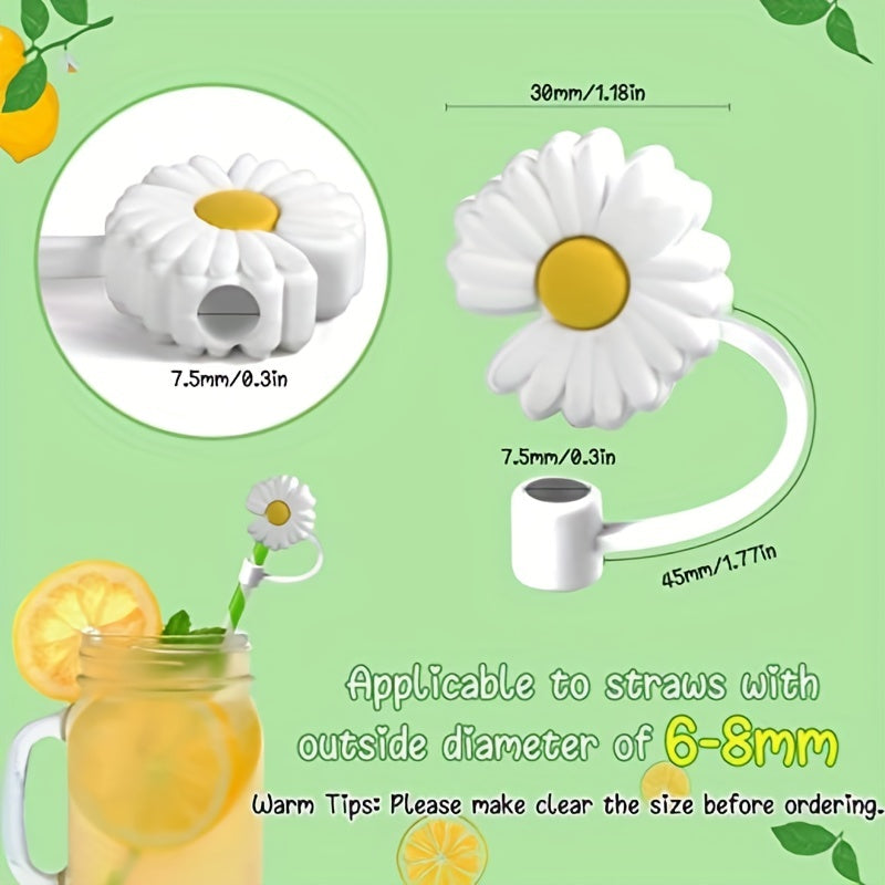 12pcs Straw Lids Reusable Silicone Drinking Straw Cover for 6-8mm Straws