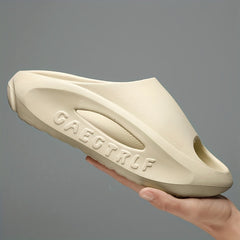 Men's Alphabet Detail Non Slip Platform Slides Soft Sole Cloud Slides