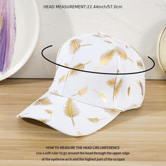 Casual Baseball Cap Bronzing Feather Pattern Outdoor Travel Visor Adjustable