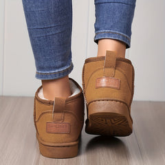 Women's Velvet Snow Boots Slip On Round Toe Thermal Lined Winter Shoes