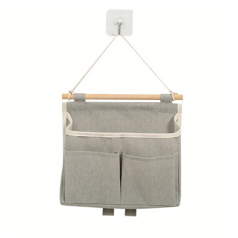 1PC Wall Mounted Ramie Cotton Hanging Bag for Home Storage