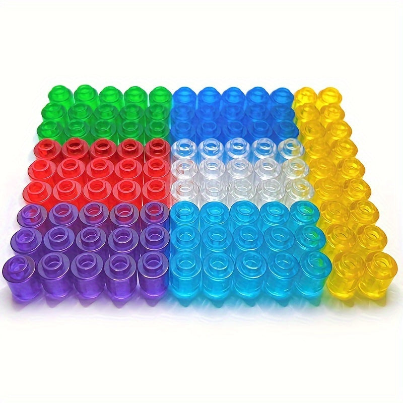 100pcs Transparent ABS Building Blocks 1x1 Cylindrical Bricks