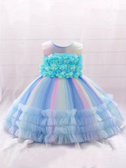 Baby Girls Gorgeous Gown Dress Mesh Appliques Princess Dress Tutu Dress