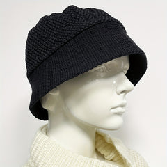 Yellow Flower Bee Bucket Hat Crochet Warm Basin Hat Women Cloche Hat